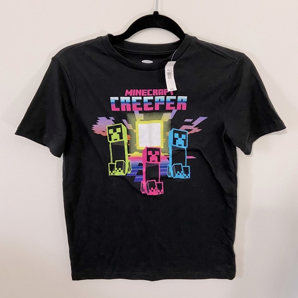NWT Old Navy Minecraft Shirt - Black & Neon Minecraft short sleeve t-shirt - Picture 1 of 5